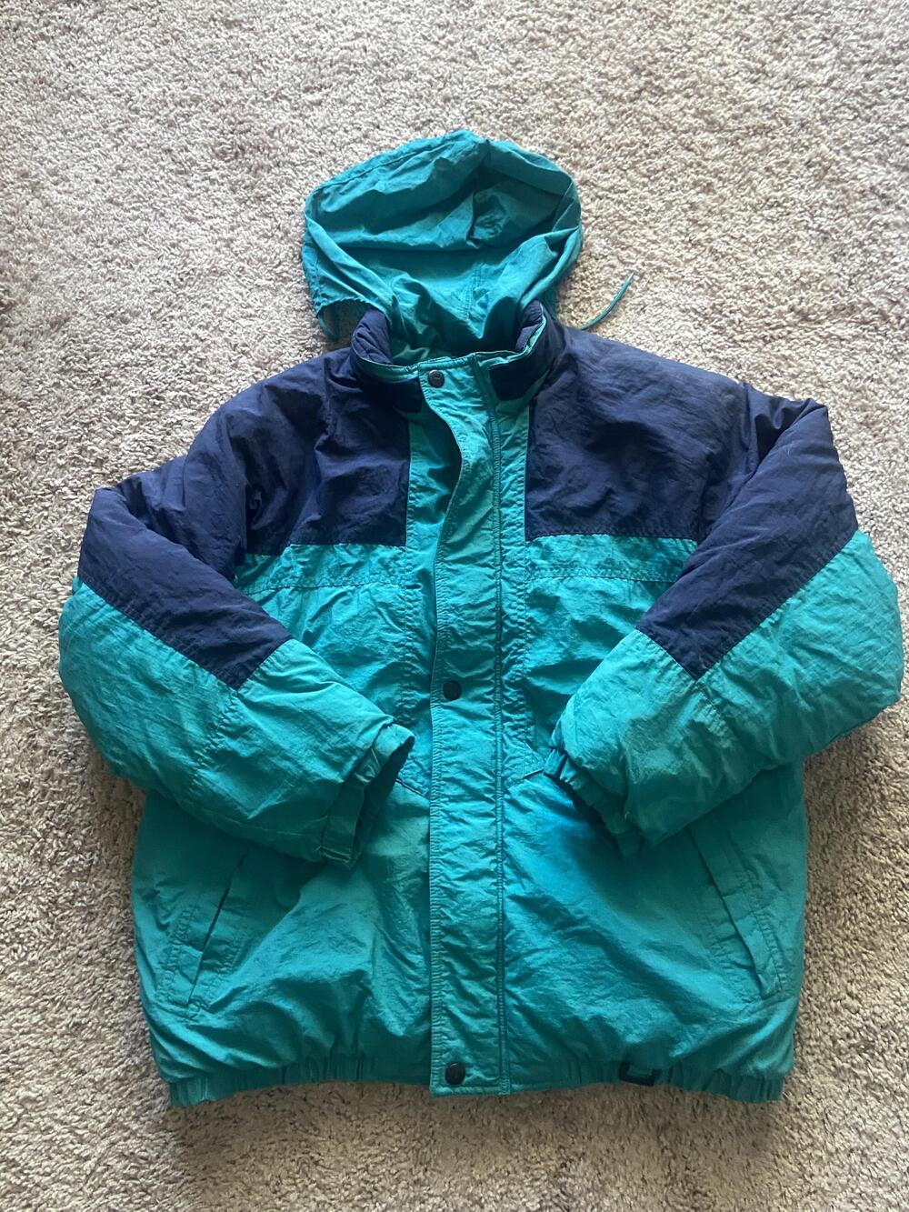 Vintage Pacific Trail Jacket Youth 18-20 Green Colorblock Hooded Ski Winter